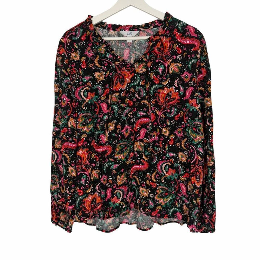 Croft & Barrow XXL Pullover Blouse Black Orange Pink Green